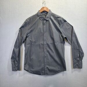 Calvin Klein Men's Slim Fit Dark Gray Long‎ Sleeve Button Up Shirt Size Medium